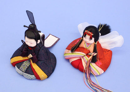 木目込み雛人形単品 JUHO-TOUGEI ふく　０１黒赤　上から