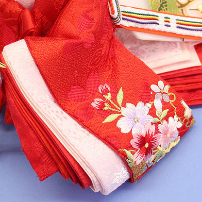 雛人形単品 親王5 京十二番　極上金彩刺繍　赤　姫袖