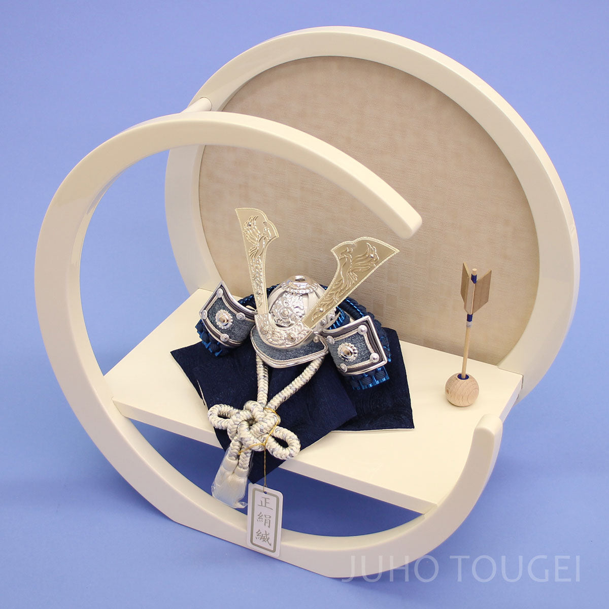 3号紫紺兜　月型白飾り　上から