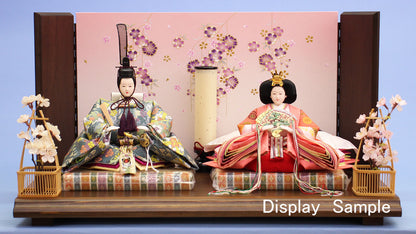 Recommended for those who want to display large Hina dolls in a small size. Width 75cm Old-style stand - No. 12 Gold-painted weeping cherry blossoms