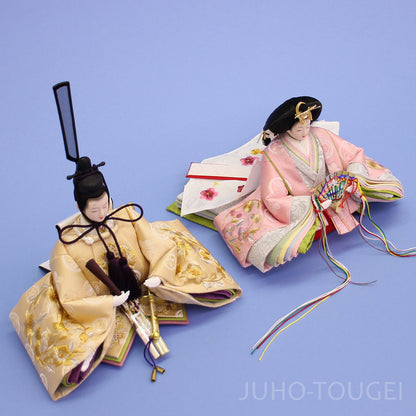 雛人形単品 親王5 京十二番　21205-PCGベージュピンク刺繍　横から