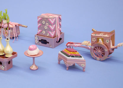 桜花(ﾊﾟｰﾙピンク)(樹脂製)御所車、重箱、菱台、高坏