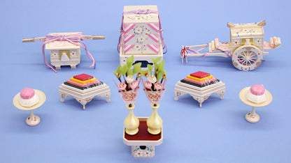 雛道具三段飾り用6点セット 25号桜花(パールホワイト)(樹脂製)