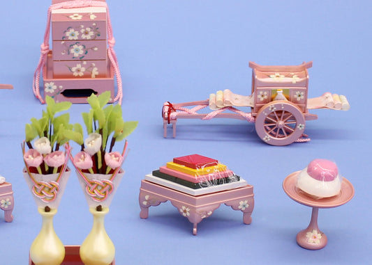 桜花(ﾊﾟｰﾙﾋﾟﾝｸ)(樹脂製)御所車、重箱、菱台、高坏