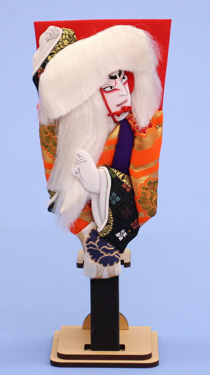 歌舞伎羽子板　8号白獅子 スタンド付き