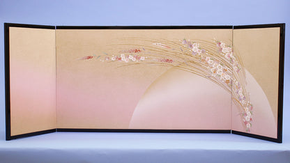 屏風  雛人形用 13号三曲本仕立て 宵町桜