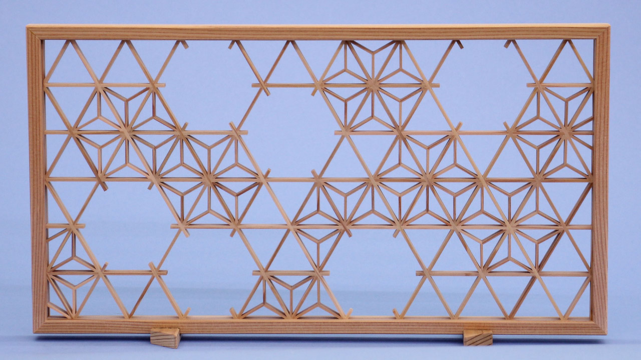 Paravent pour poupées Hina et May, hauteur 19 cm, paravent carré Kumiko (feuille de chanvre)