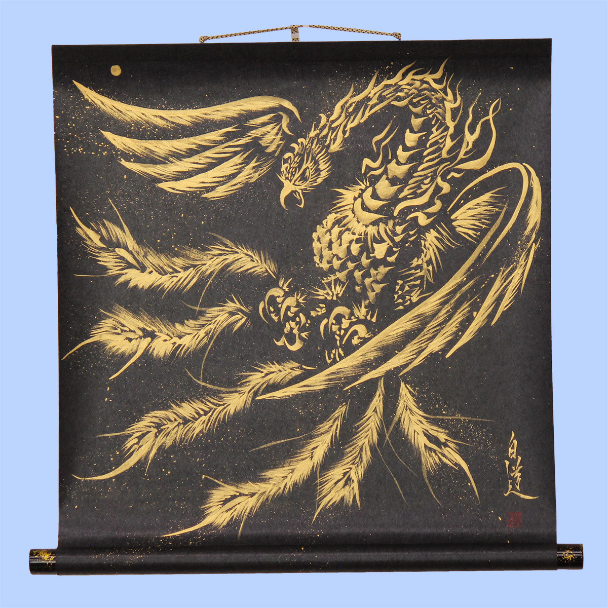 modern 掛け軸　鳳凰　白道