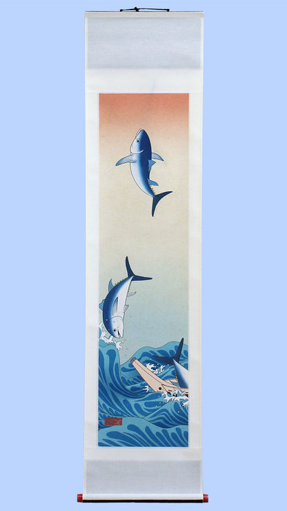 modern 掛け軸　巻き寿司　マグロの一本釣り