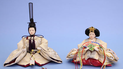 雛人形収納三段飾り柳五人　ナチュラル引き出し式W50　親王