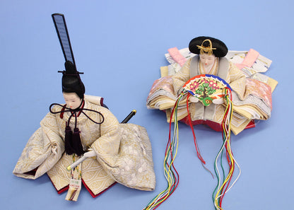 雛人形収納三段飾り柳五人　ナチュラル引き出し式W50　親王上から