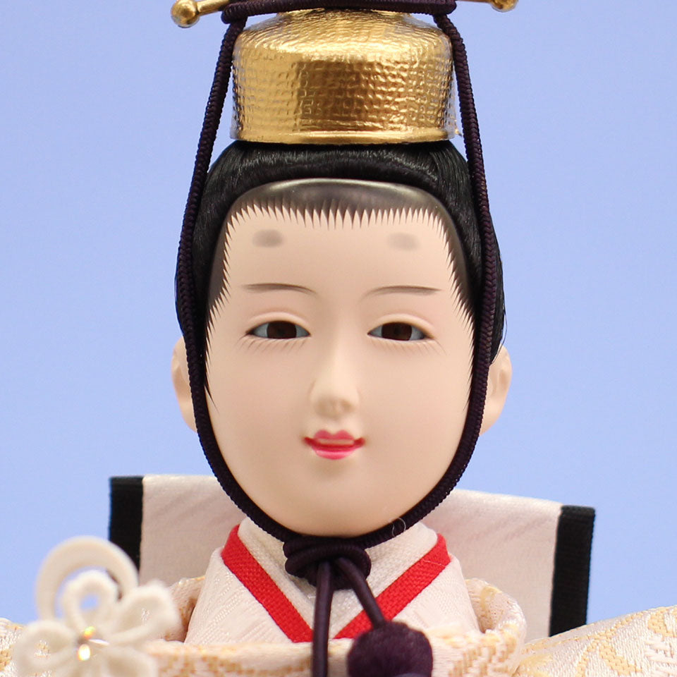 雛人形 ケース飾り 二人 幅48cm｜アクリルケース固定型 白木六角 小三