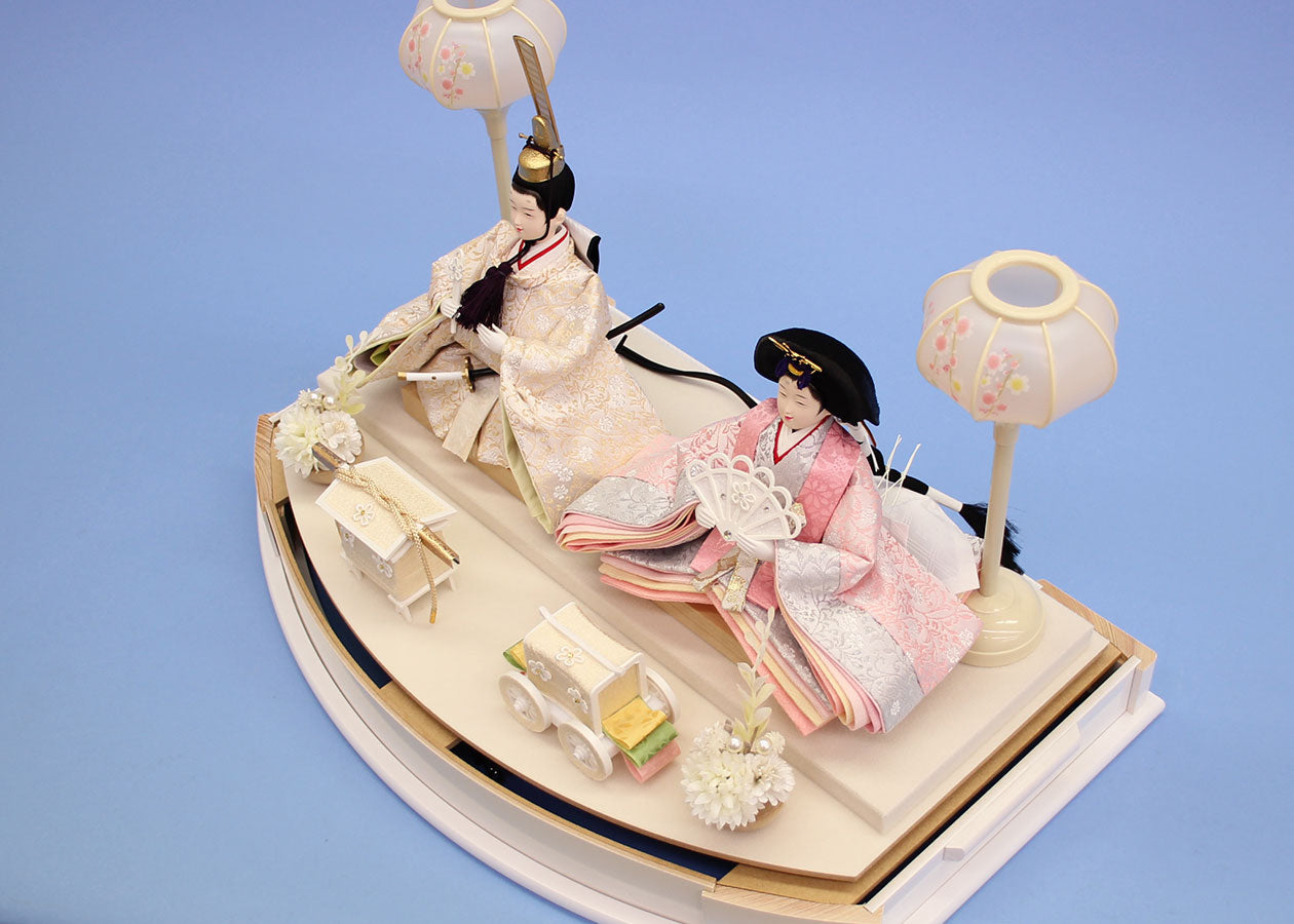 雛人形ケース飾り 二人 小三五親王 つむぎ　人形ズーム