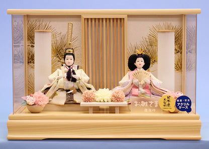 Décoration de coffret de poupée Hina pour deux personnes Largeur 48 cm Petit trois et cinq princes et princesses Décoration de coffret Mahiro