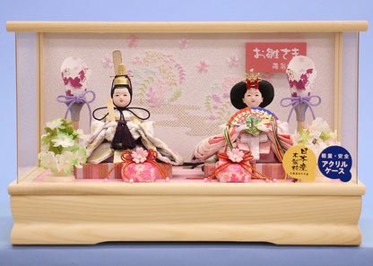 雛人形ケース飾り 二人 まめ親王まるこケース飾り
