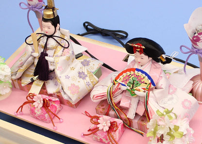 雛人形ケース飾り 二人 まめ親王まるこケース飾り　人形上から