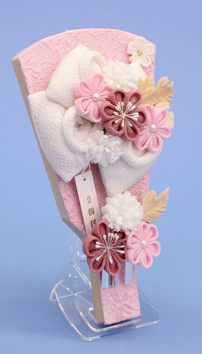 白縮緬リボン羽子板 アクリルスタンド付き　横から