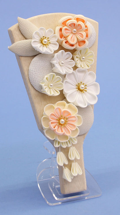 ７号縮緬羽子板花づくしシルキーピンク　ナチュラルケース