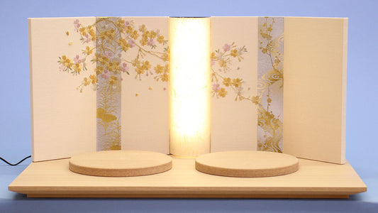 ensemble complet de poupée Hina et paravent à plateforme, 60 cm de large, n° 20, avec support prince et princesse brodés Hiyori Sakura