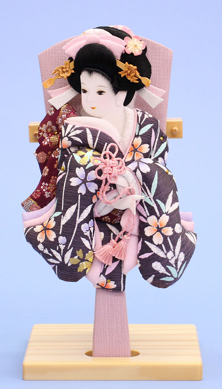 押絵羽子板 金彩美月紫 台付き