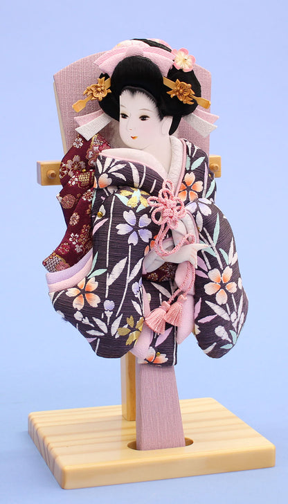 押絵羽子板 金彩美月紫 台付き　左から