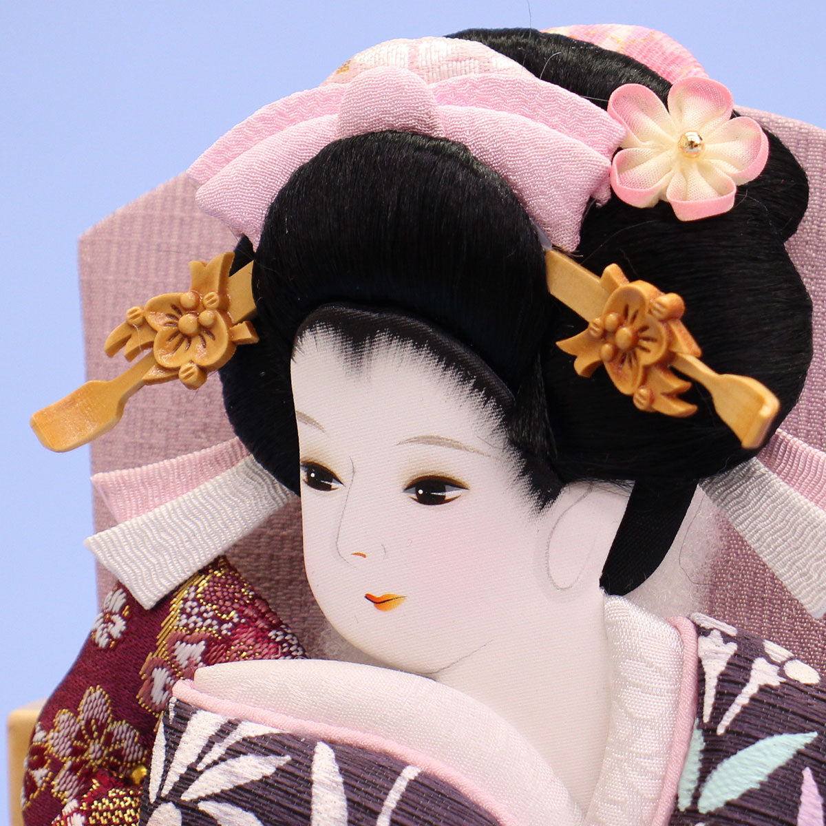 押絵羽子板 金彩美月紫 台付き　ズーム