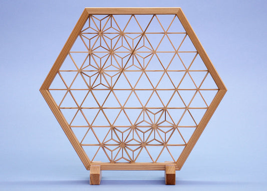 衝立屏風雛人形・五月人形兼用 高さ28cm 組子細工六角衝立（麻の葉）