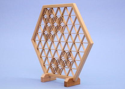 衝立屏風雛人形・五月人形兼用 高さ28cm 組子細工六角衝立（麻の葉）