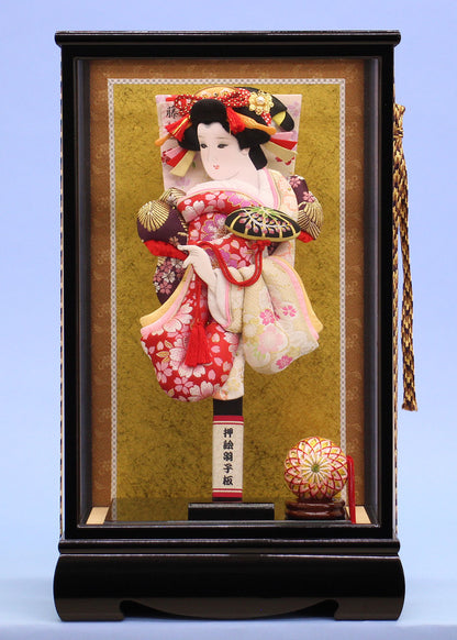 13号押絵羽子板 桜華振袖 桃山ケース飾り
