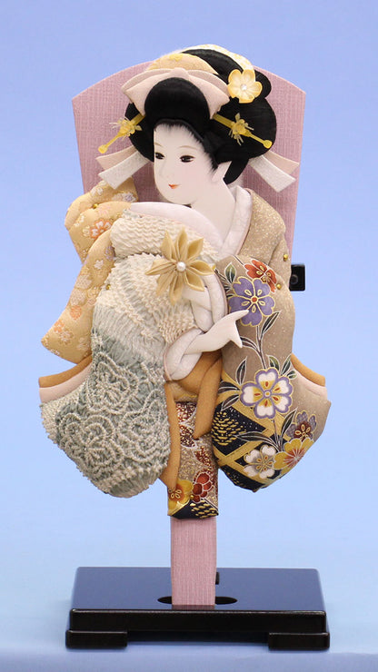 押絵羽子板鹿の子美月グレー スタンド付き