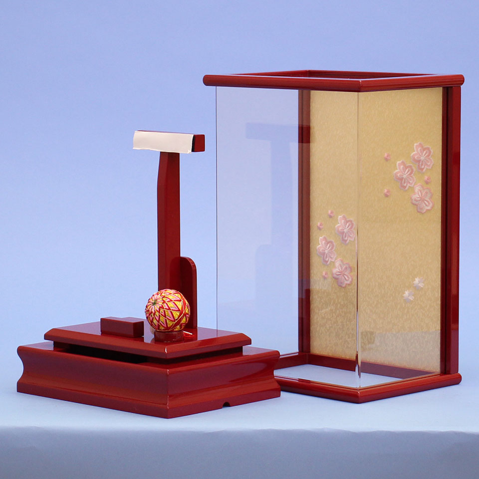 羽子板用ケースアクリルカブセケース（赤)　開く