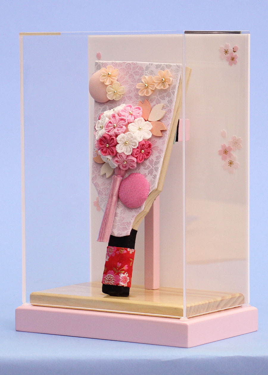 7号羽子板縮緬梅丸ピンク ナチュラルピンク薄型ケース飾り – 寿鳳人形