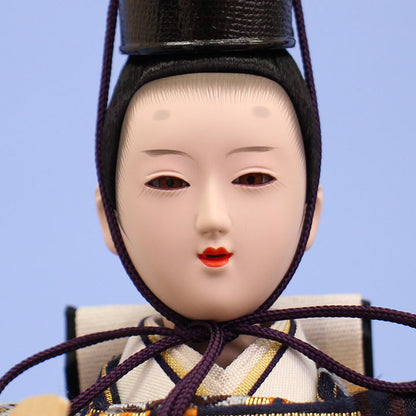 雛人形ケース飾り 二人 幅58㎝ 三五親王行灯付き六角　殿顔
