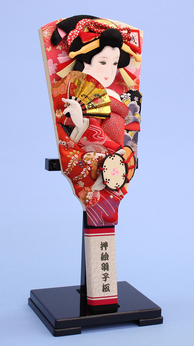 Oshie Hagoita taille 13, brocart doré Asuka, avec support