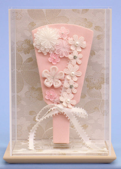 ヘッドドレスが外せる羽子板 結（ピンク） 白桜スリム