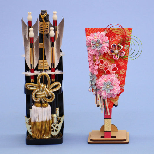 ペアで飾る正月飾り つまみ羽子板 徳破魔弓セット　ポップ