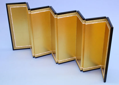 雏人偶用屏风，高度33厘米，编号11，金色屏风，八扇，双层镀金箔印刷边框