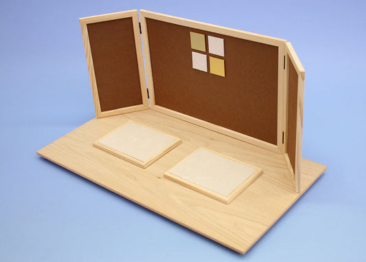 ensemble complet de poupée Hina et paravent à plateforme, 60 cm de large, Gotendai naturel avec feuille, support Prince et Princesse marron inclus