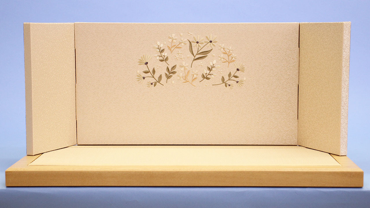 平台屏風セット 幅60cm 20号 栓クリア畳台-8号三曲刺繍小花集め