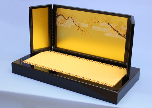 黒塗畳台-12号金彩波に松　横から