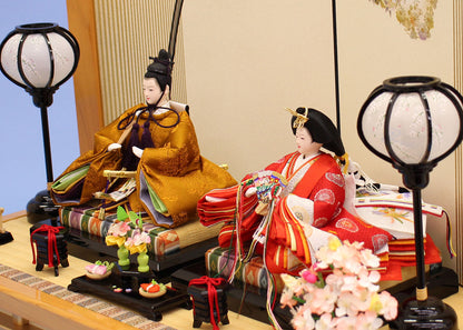 雛人形平飾り 京十二番コーロゼン　桧丸紋　ズーム