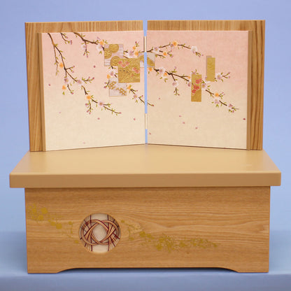 収納台屏風セット 幅45cm タモ短冊千筋収納