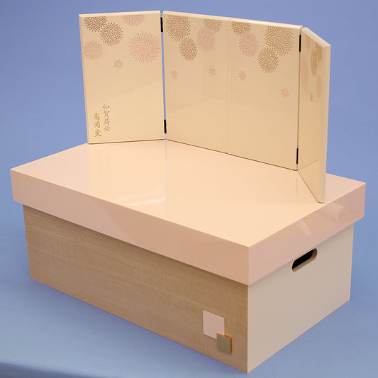 ensemble complet de paravent pliable pour poupée Hina et support de rangement, largeur 52 cm, vanille Hanamoe