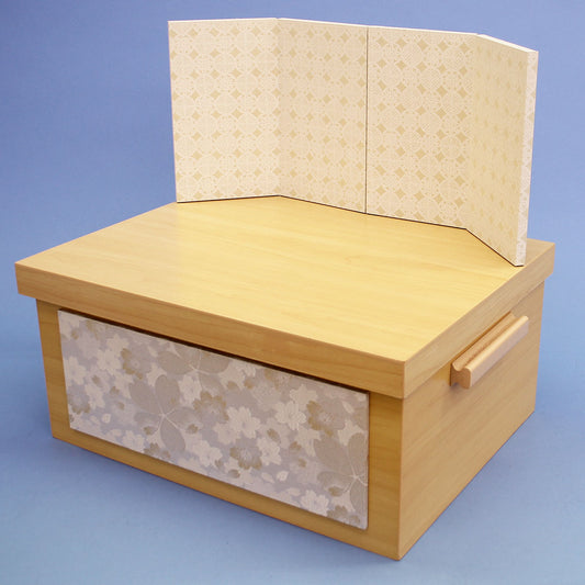 ensemble complet de paravents pour poupée Hina et support de rangement, largeur 40 cm, rangement NW en fleurs de cerisier blanches - Kyoto Karakami Temari