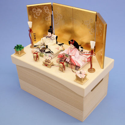 雛人形収納飾り まめびな箔押し光琳桜　上から