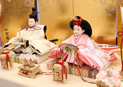 雛人形収納飾り まめびな箔押し光琳桜　ズーム