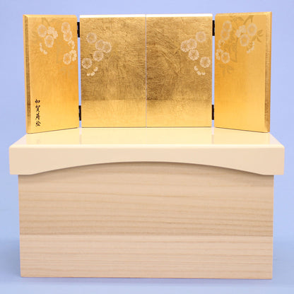 収納台屏風セット 幅40cm 桐バニラ-京唐紙手まり