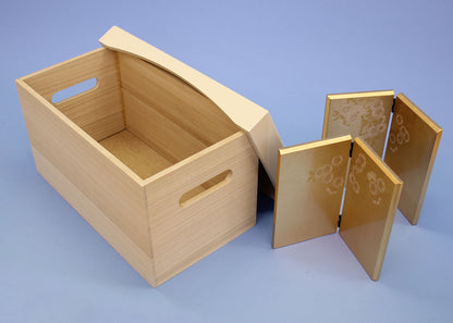 雛人形・収納台屏風セット 幅40cm 桐バニラ-京唐紙手まり