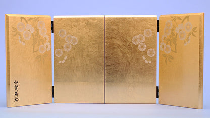 屏風  雛人形用 高さ19㎝ 二曲一双 高岡塗光琳桜古代箔押し