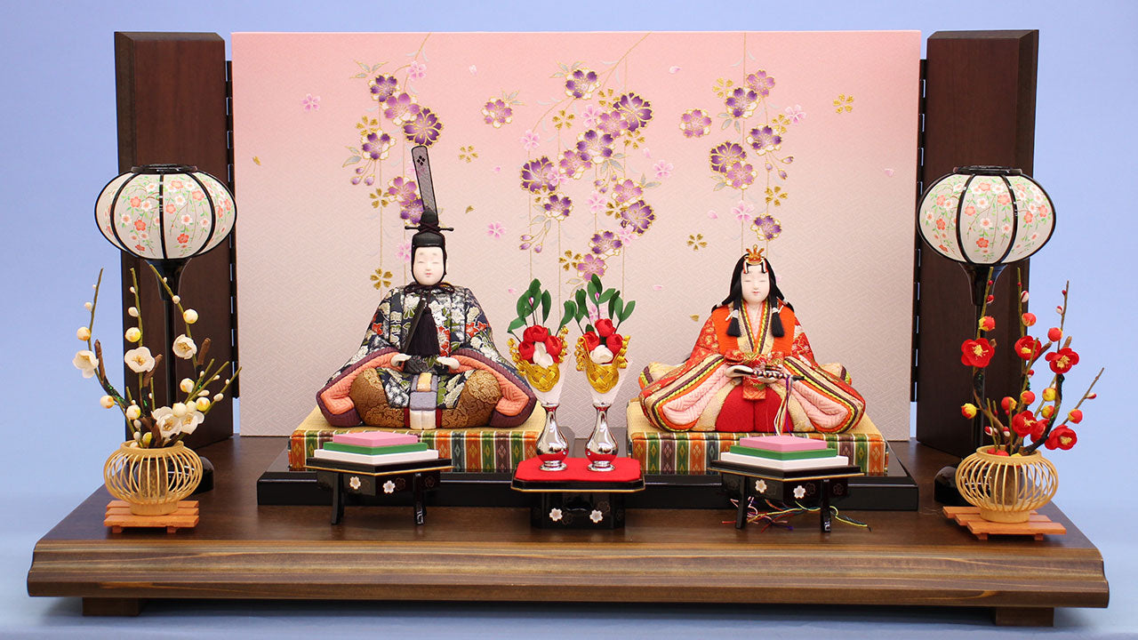 木目込み雛人形 寿鳳作寿々喜(小)古民家調平飾り